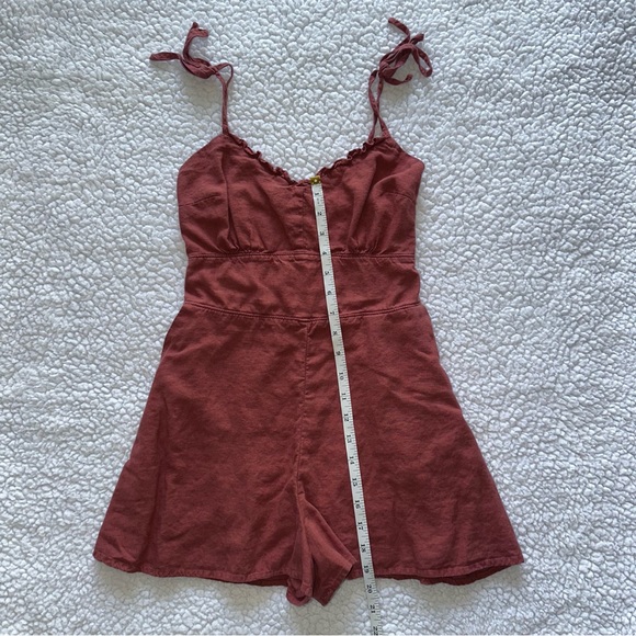 ABERCROMBIE & FITCH romper shorts tank top red rust burgundy ruched backing XS - Picture 9 of 9